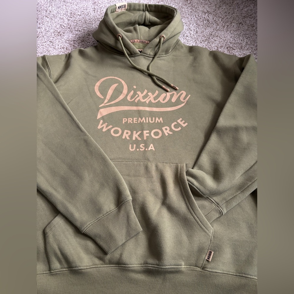Dixxon Flannel Co. Premium Workforce Fleece Pullover Hoodie Olive Green Medium - Picture 7 of 9